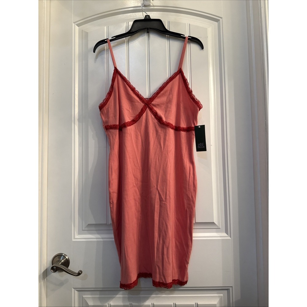Women's Sleeveless Lace Trim Knit Bodycon Dress - Wild Fable - Pink XXL NWT